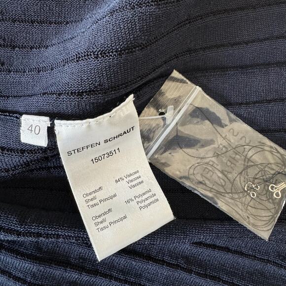 NWOT Steffen Schraut Black & Navy The Heritage Pleated Sweater Dress - Size 10 - Picture 10 of 13